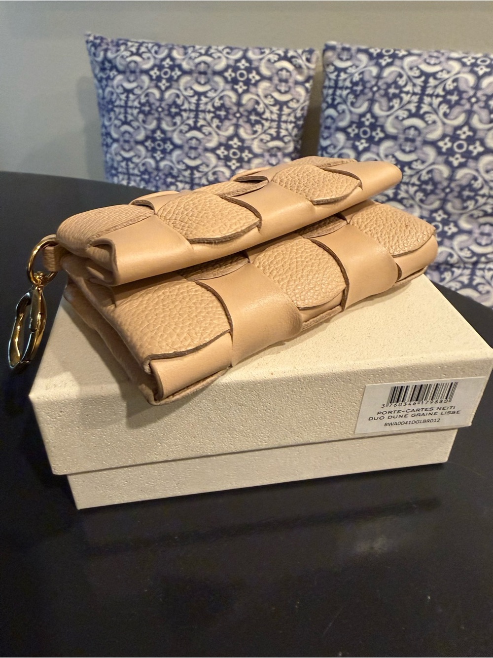 Polene Beige Woven Leather Key & Card Holder - Picture 2 of 9